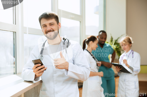 Image of Healthcare people group. Professional doctors working in hospital office or clinic