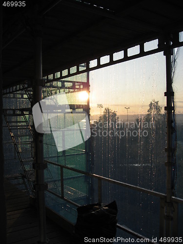 Image of Sunset inside a construction site