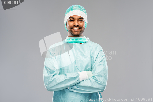 Image of indian male doctor or surgeon in protective wear