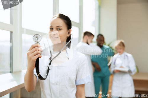 Image of Healthcare people group. Professional doctors working in hospital office or clinic