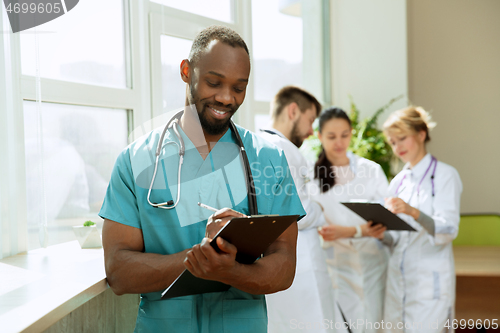 Image of Healthcare people group. Professional doctors working in hospital office or clinic