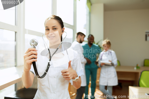 Image of Healthcare people group. Professional doctors working in hospital office or clinic