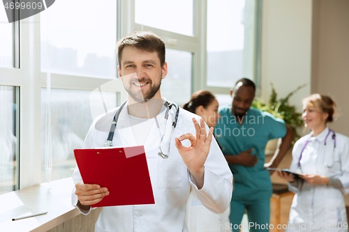 Image of Healthcare people group. Professional doctors working in hospital office or clinic