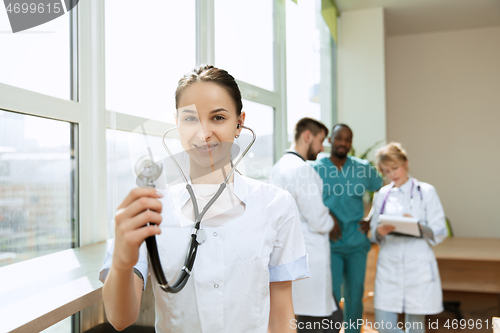 Image of Healthcare people group. Professional doctors working in hospital office or clinic