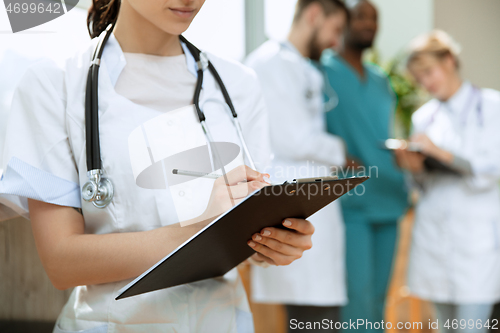 Image of Healthcare people group. Professional doctors working in hospital office or clinic