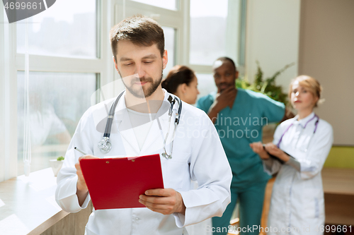 Image of Healthcare people group. Professional doctors working in hospital office or clinic