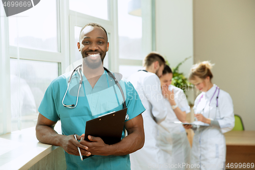 Image of Healthcare people group. Professional doctors working in hospital office or clinic