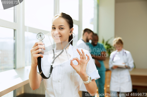 Image of Healthcare people group. Professional doctors working in hospital office or clinic