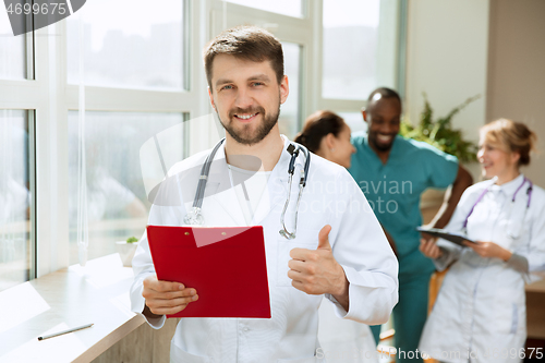 Image of Healthcare people group. Professional doctors working in hospital office or clinic