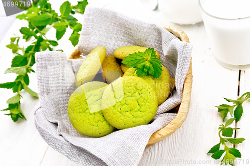 Image of Cookies mint in basket on board