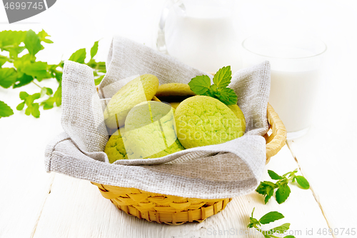 Image of Cookies mint in basket on table