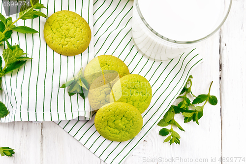 Image of Cookies mint with napkin on light board top