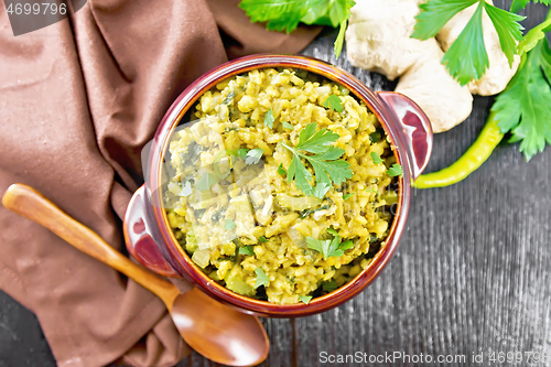 Image of Kitchari in bowl on board top