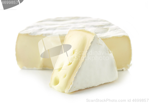 Image of two pieces of fresh brie cheese