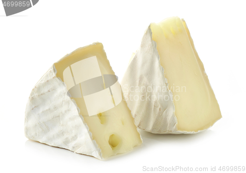 Image of two pieces of fresh brie cheese