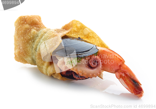 Image of seafood snack isolated on white background