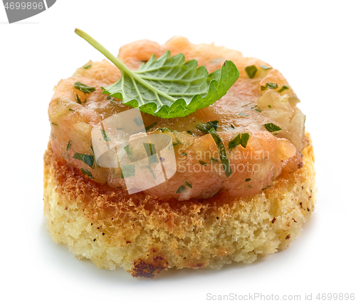 Image of toasted bread with salmon tartare