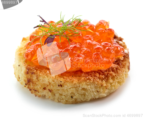 Image of toasted bread with red caviar