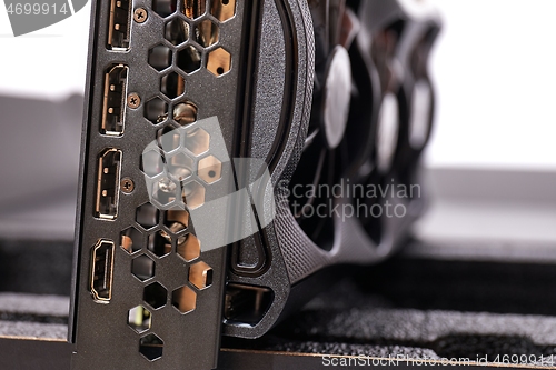 Image of Computer graphics card on a desk