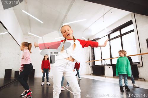 Image of The kids at dance school. Ballet, hiphop, street, funky and modern dancers