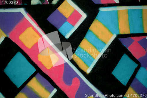 Image of Abstract pattern of colorful geometric graffiti