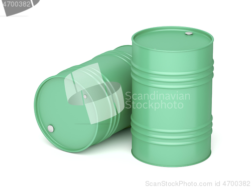 Image of Steel barrels on white background