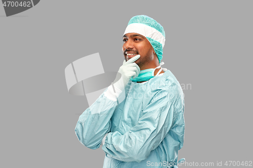 Image of indian male doctor or surgeon in protective wear