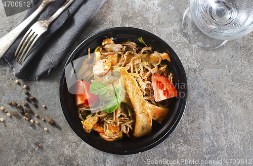 Image of soba noodles with chicken