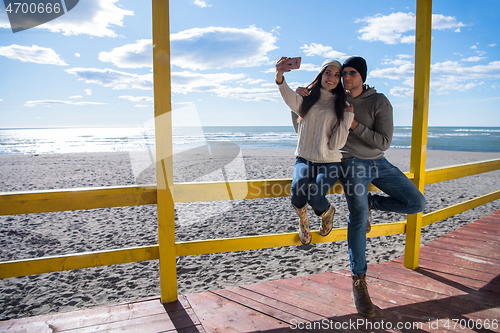 Image of Gorgeous couple taking Selfie picture