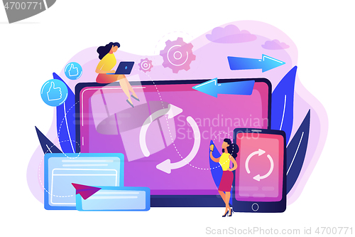 Image of Cross-device syncing concept vector illustration.