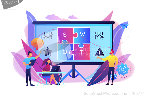 Image of SWOT analysis concept vector illustration.