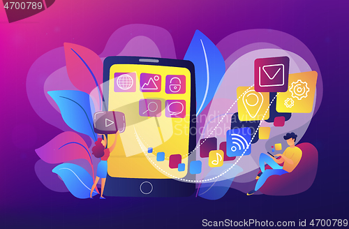 Image of Mobile application development vector illustration