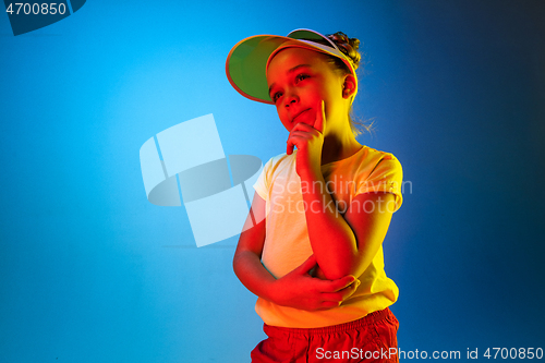 Image of Young serious thoughtful teen girl. Doubt concept.