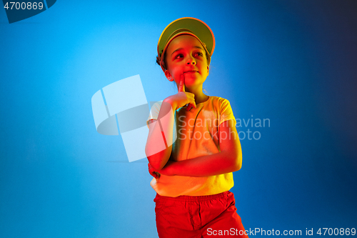 Image of Young serious thoughtful teen girl. Doubt concept.