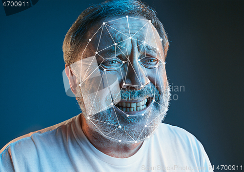 Image of New technology of face recognition on polygonal grid