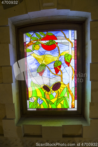 Image of Stained glass window, grapewine art