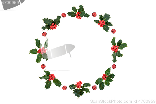 Image of Christmas Holly Berry Wreath with Red Bells