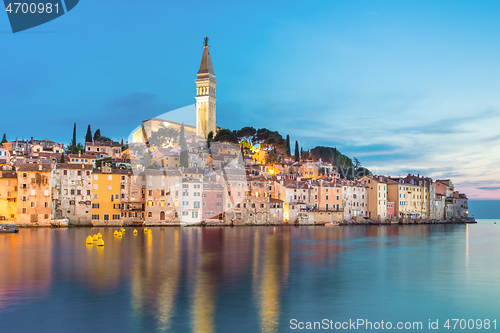 Image of Rovinj is a city in Croatia situated on the north Adriatic Sea Located on the western coast of the Istrian peninsula, it is a popular tourist resort and an active fishing port