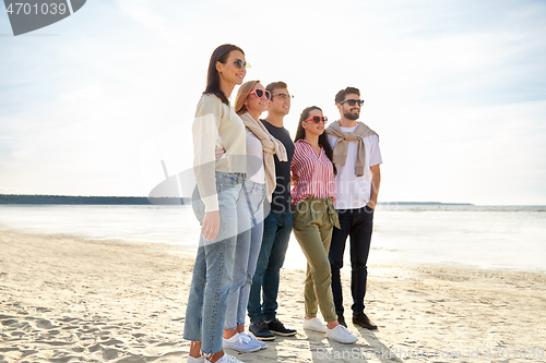 Image of happy friends on summer beach