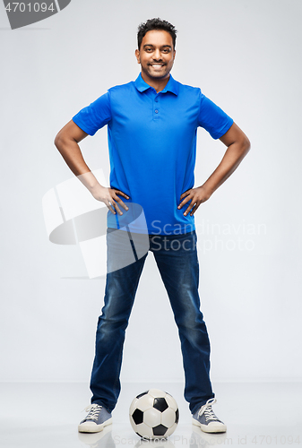 Image of indian man or football fan with soccer ball