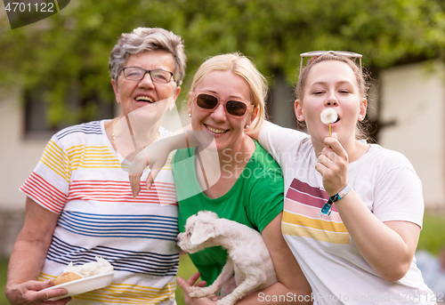 Image of Portrait of grandmother with daughter and granddaughter