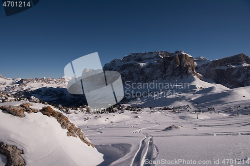 Image of touring ski tracks in snow