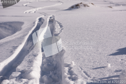 Image of touring ski tracks in snow