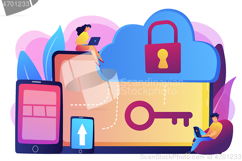 Image of Cloud computing security concept vector illustration.