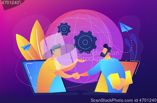 Image of Online conference and business concept vector illustration.
