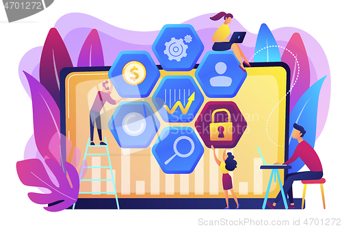 Image of Cyber security management concept vector illustration.