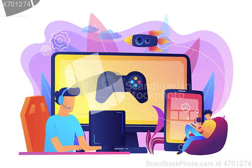 Image of Cross-platform play concept vector illustration.