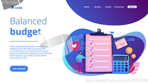 Image of Budget planning concept landing page.