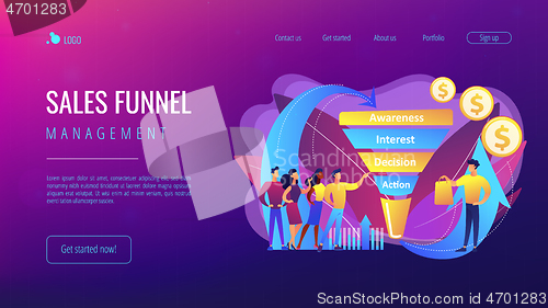 Image of Sales funnel management concept landing page.