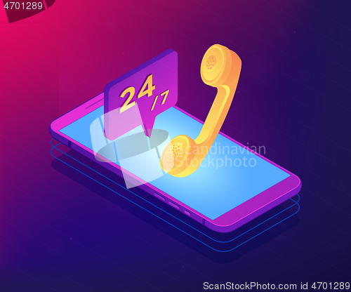 Image of Mobile customer service isometric 3D concept illustration.